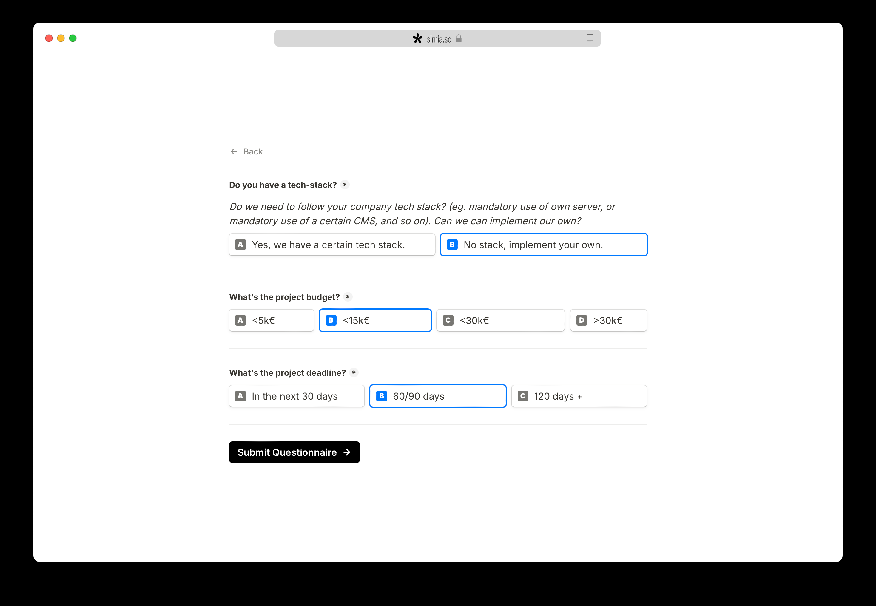Website Design Intake Form Template