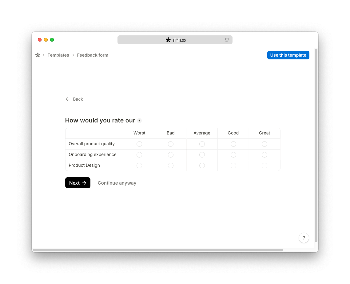 Customer Feedback Form Template