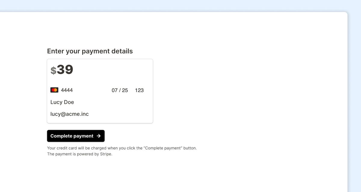 Create a form with a payment form