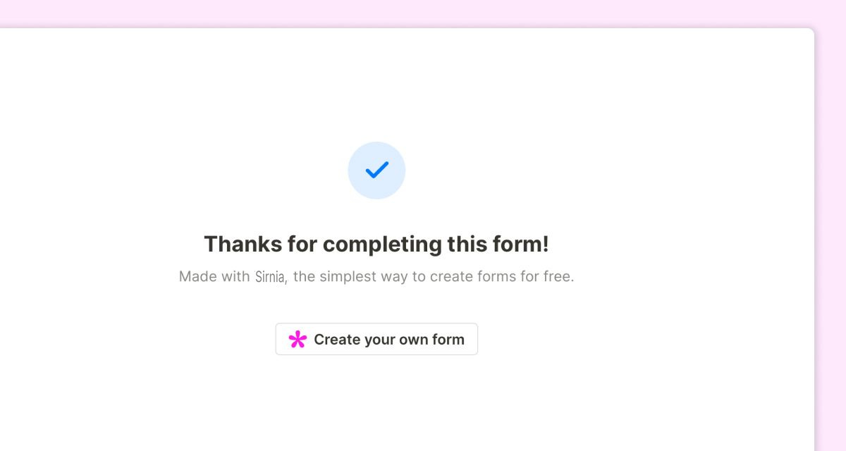 Create a form with a thank you page